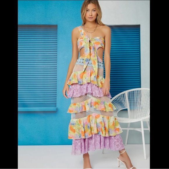SHEIN | Colourful Ruffle Mesh Dress - Picture 3 of 5
